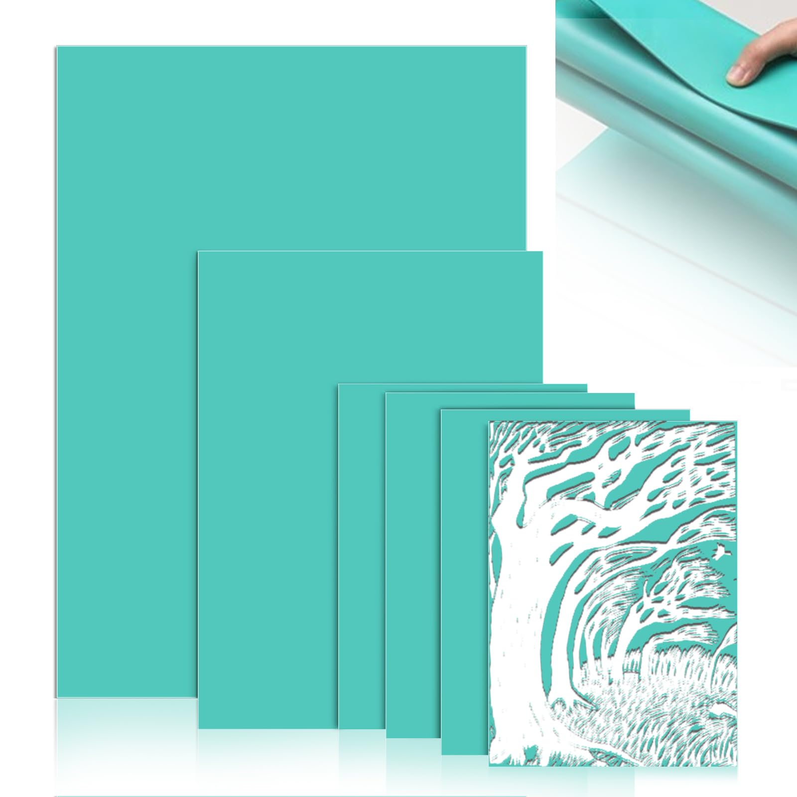 Pack of 6 Lino Printing Sheets Soft Rubber A4 A5 A6 Linocut Sheets Easy-Carve Lino Print Carving Plates Set for Engraving Printmaking Stamps Crafts (1A4+1A5+4A6)