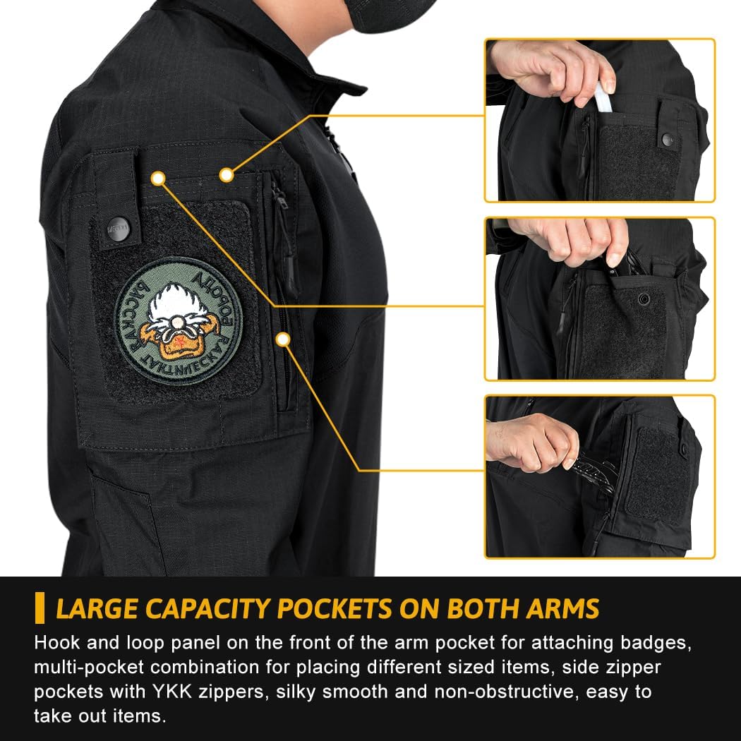 IDOGEAR Men’s Tactical Military Shirts 1/4 Zip Combat BDU Shirts Camo Long Sleeve with Pockets for Outdoor Airsoft Paintball - Image 4