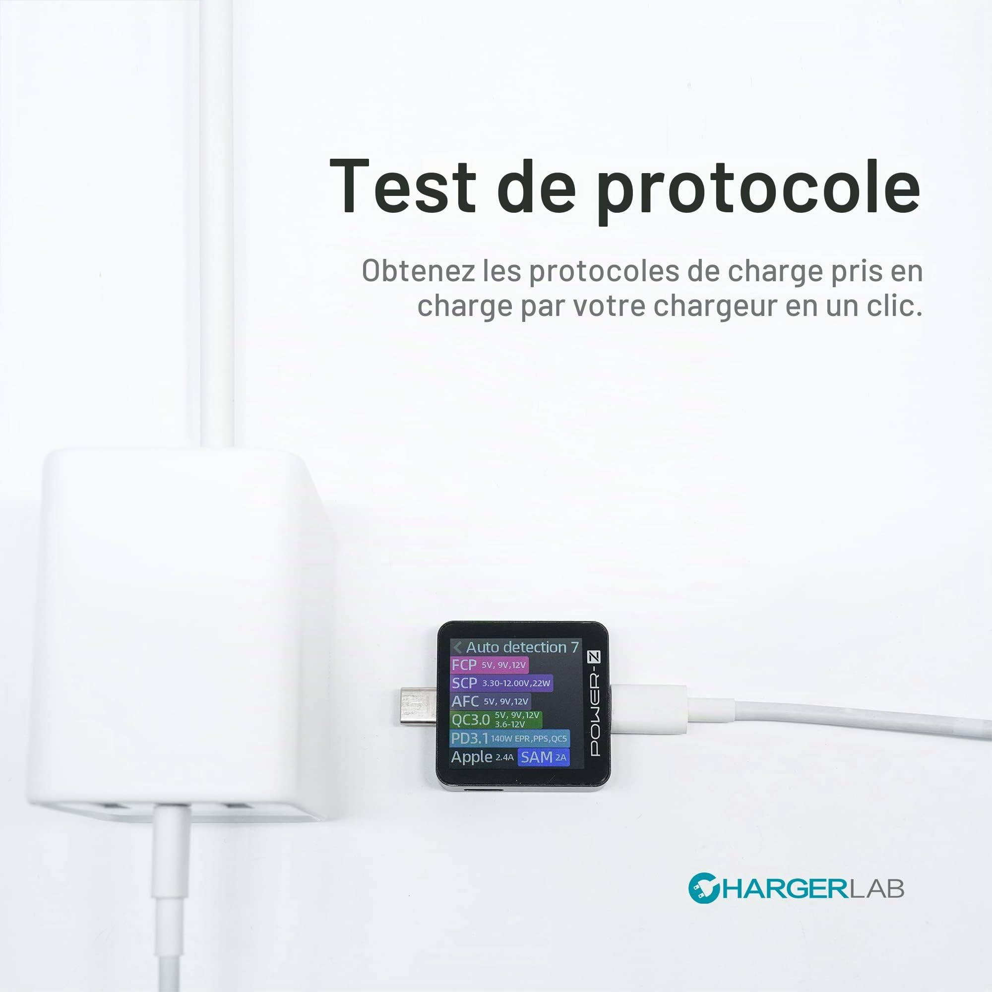 ChargerLAB Power-Z KM003C Testeur de charge rapide USB-C portable PD3.1 QC5.0 voltmètre numérique et ampèremètre testeur de banque d'alimentation