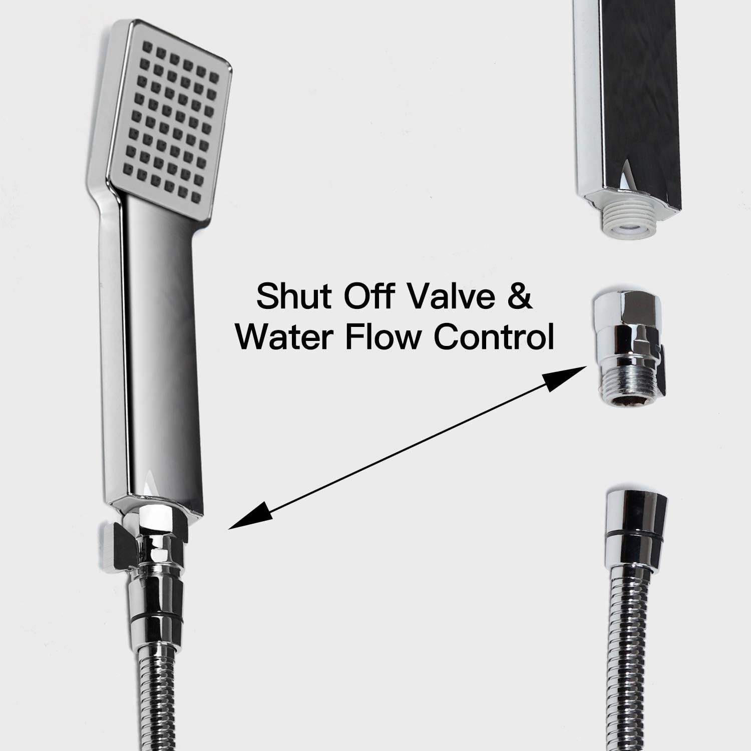 CRO DECOR Shower Shut Off Valve, Brass Shower Flow Control Valve G1/2" Standard Connection, Water-Saver Volume Flow Control for Shower Heads Polished Chrome