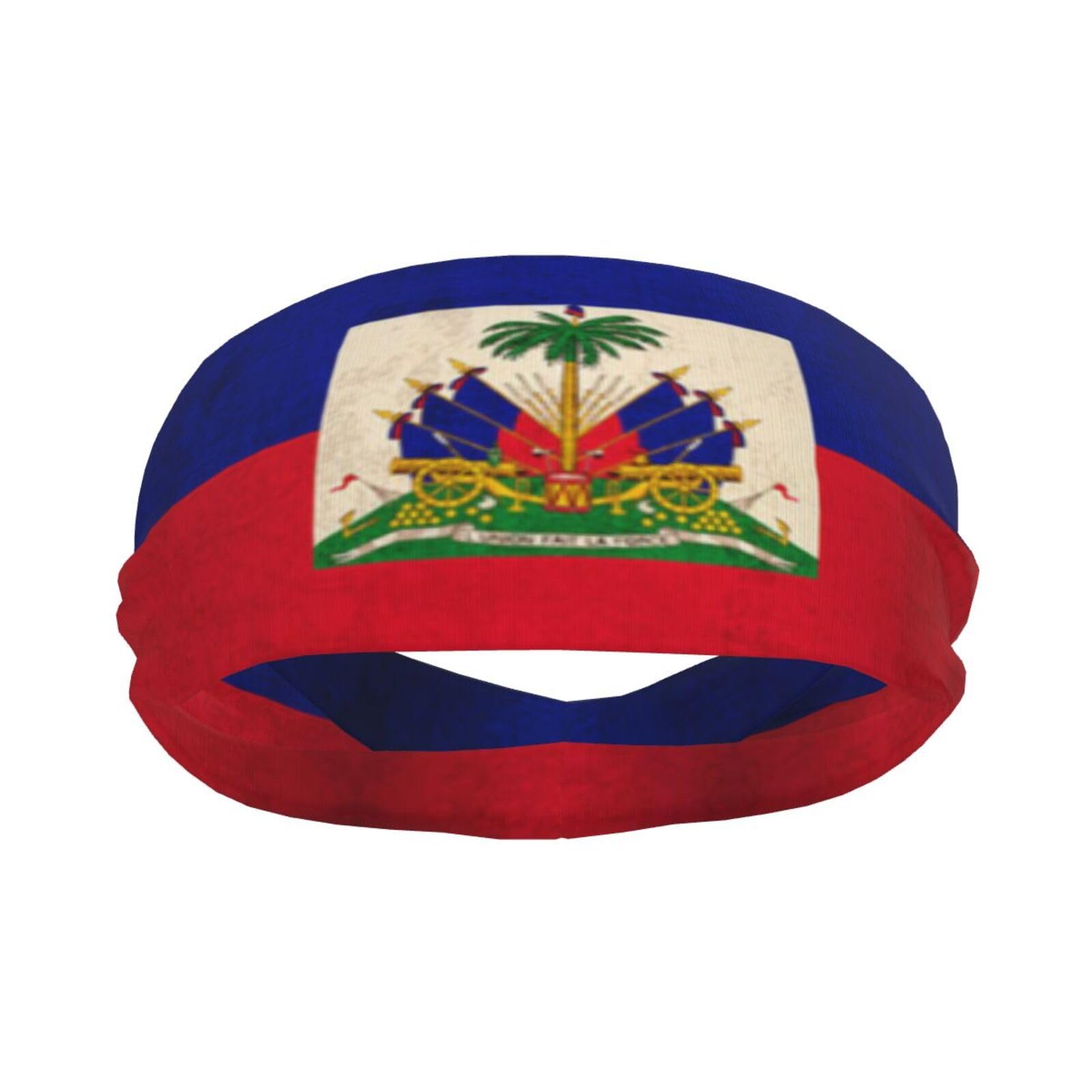 Retro Haiti Flag Mans Womens Sweatband Sports Headbands Fitness Sweat Absorption Elastic Belt