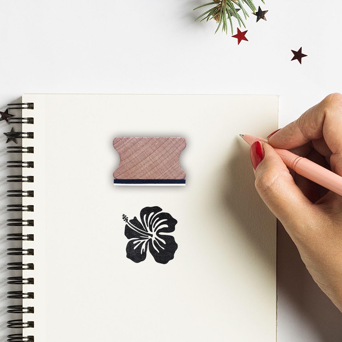 Hibiscus Rubber Stamp, 1-1/3 Medium Stamp for Scrapbooking Card Making Crafting