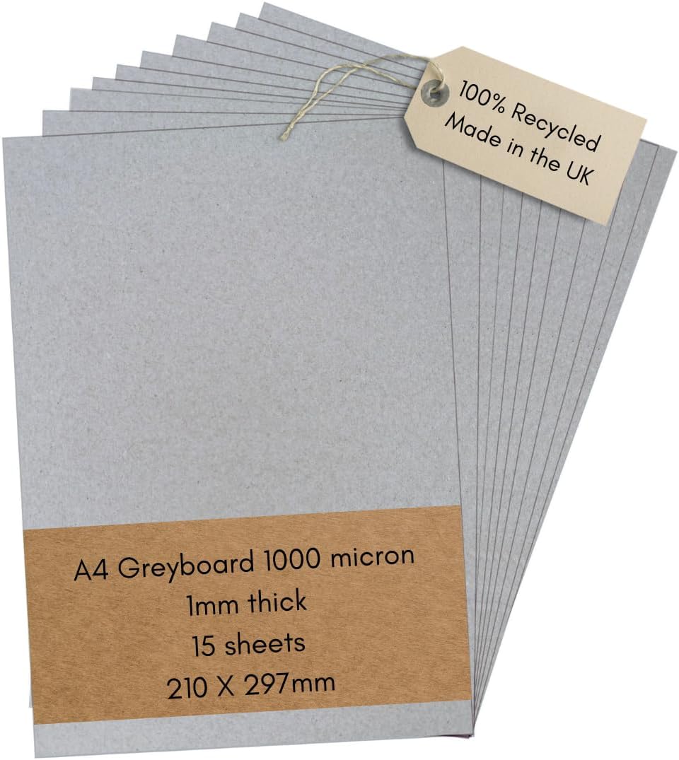 BCreativetolearn A4 Greyboard 15 sheets Mount Board Backing Board Model Making Presentation Board Recycled Thick 1000 micron Recycled Card