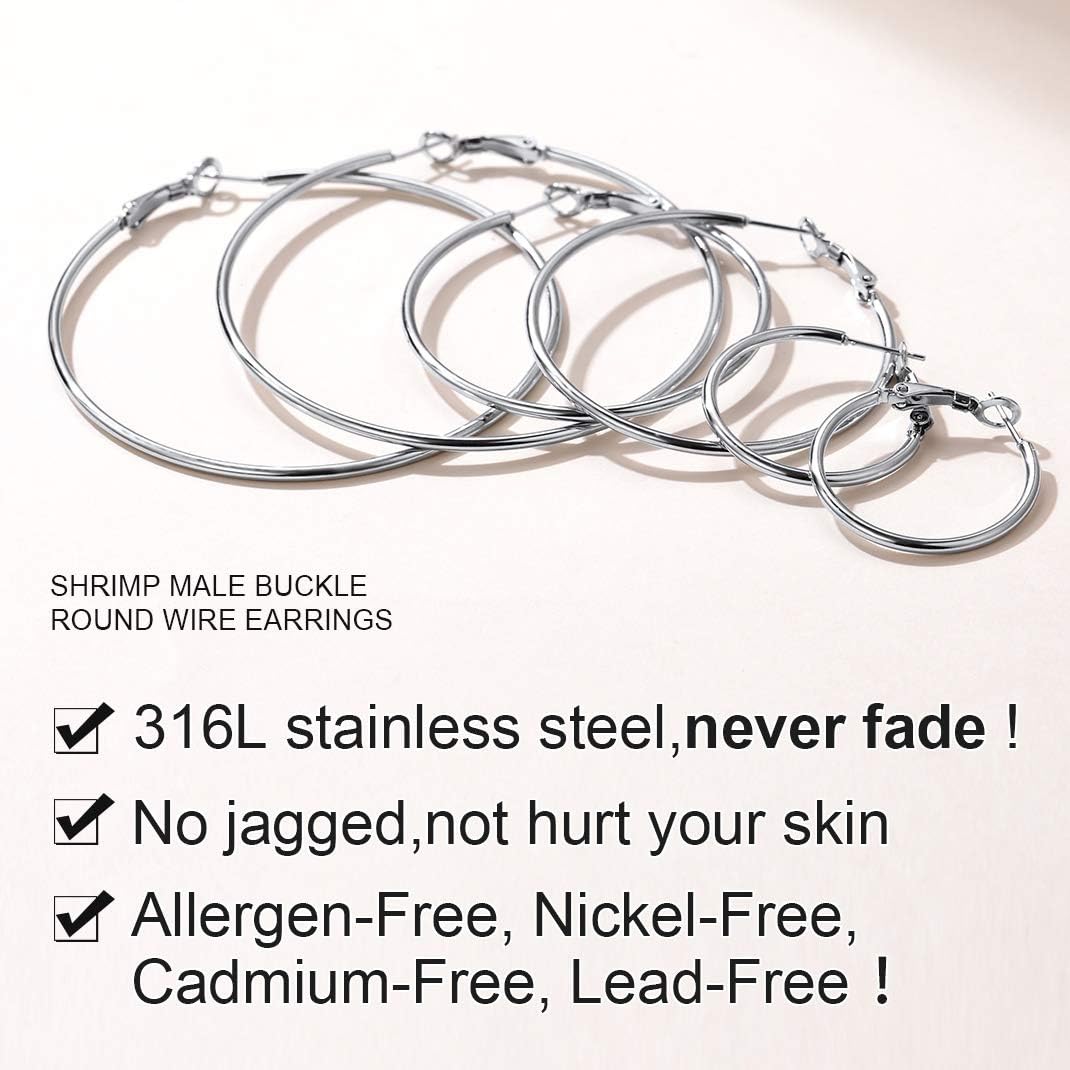 GoldChic Jewelry 1Pair/3 Pairs Classic Medium/Big Round Loop Hoop Earrings, Lightweight Hoop Earrings in Gold/Black/Silver Tone for Women Hypoallergenic Earrings (20/30/40/50/60/70/80/100mm)