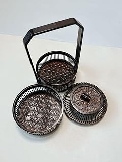 和風木製2段小物入れ 大正アンティーク