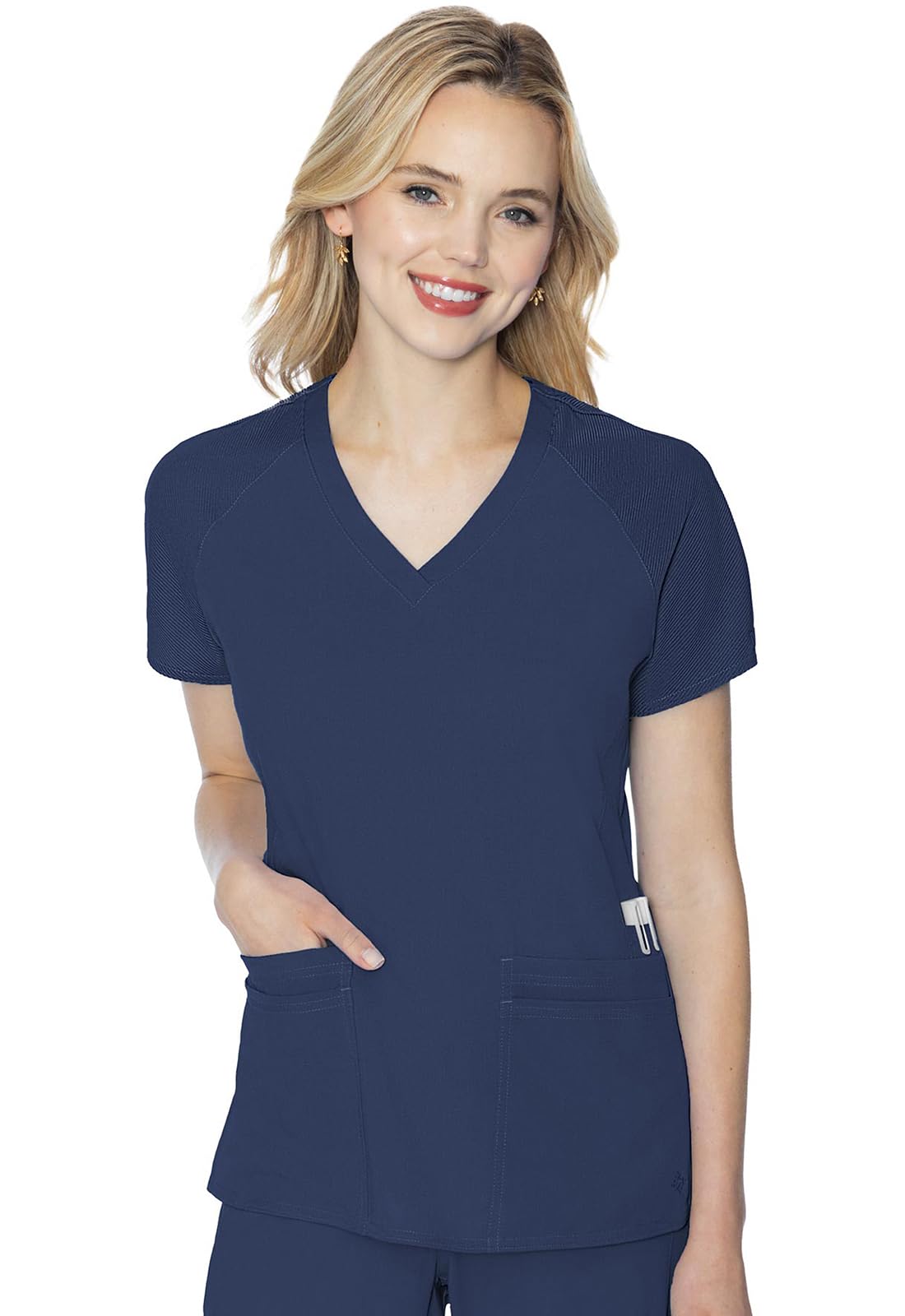 Med Couture Women's Scrub Top, Raglan Sleeves for Modern Fit, 6 Pockets 2-Way Stretch, Durable & Breathable Fabric - MC7425