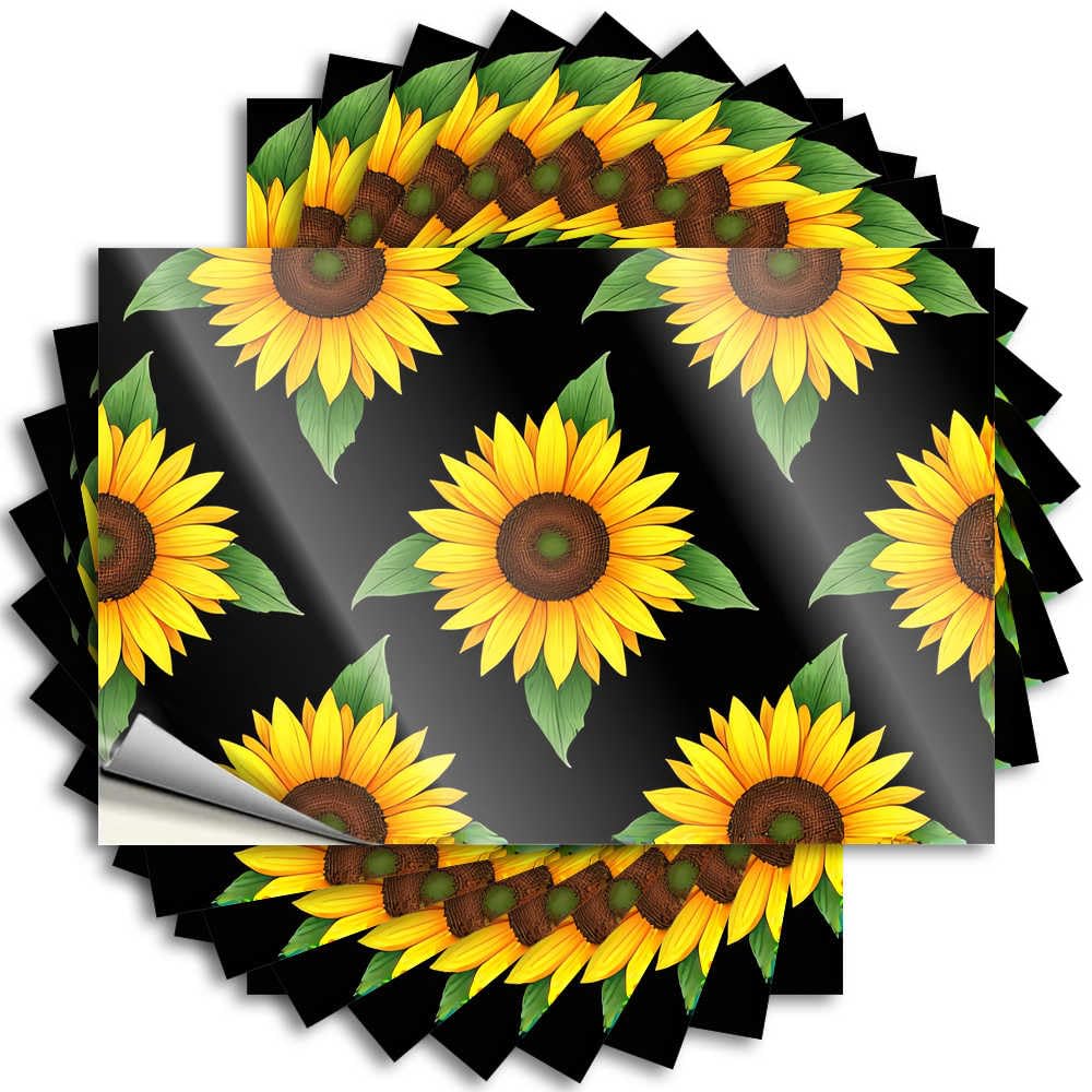 Decal Outside Fall Decor Easy Apply | Sunflower Pattern Background Mini Water Peel and Stick(6X9CM)