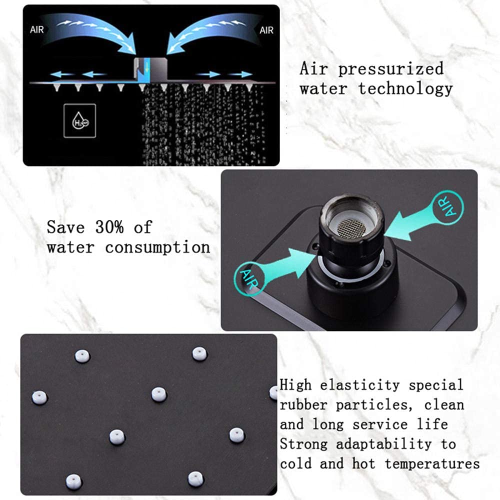 Bateria termostatyczna do łazienki czarny, zestaw prysznicowy z ekranem LED i półką, głowica prysznicowa 10 x 30 cm z prysznicem, system mieszania z głowicą prysznicową-chrom-B
