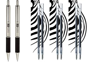 Zebra G402 Stainless Steel Retractable Pens with Premium German Black Gel Inks, 0.5mm Fine Point