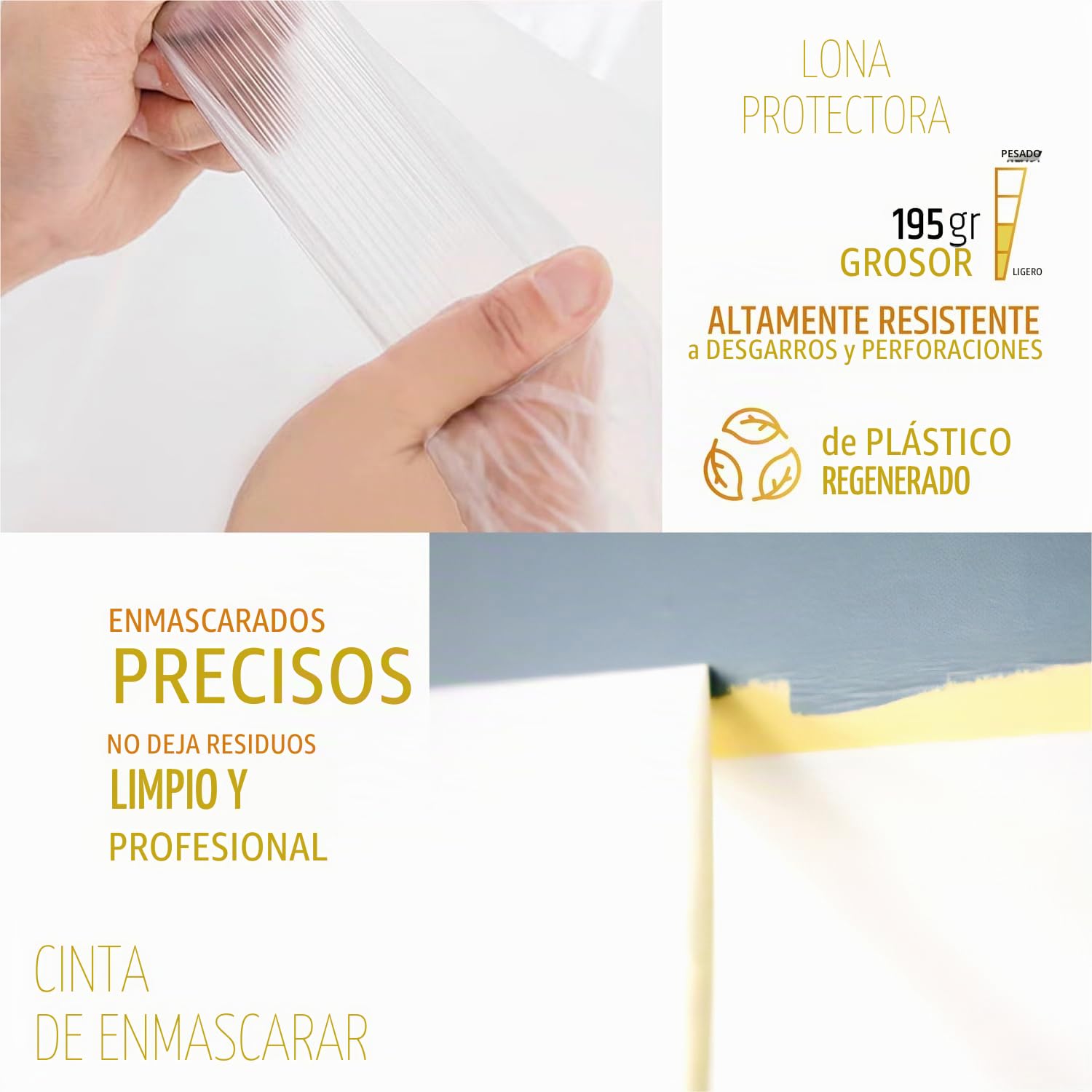 PENNELLIFICIO 2000 | Kit de 2 Rodillos con Bandeja y Retina para escurrir la Pintura, Cinta para enmascarar y Lona Protectora, Juego de Pintura, Pintura al Agua, Paredes Lisas, Cubo de 14 L - Made in
