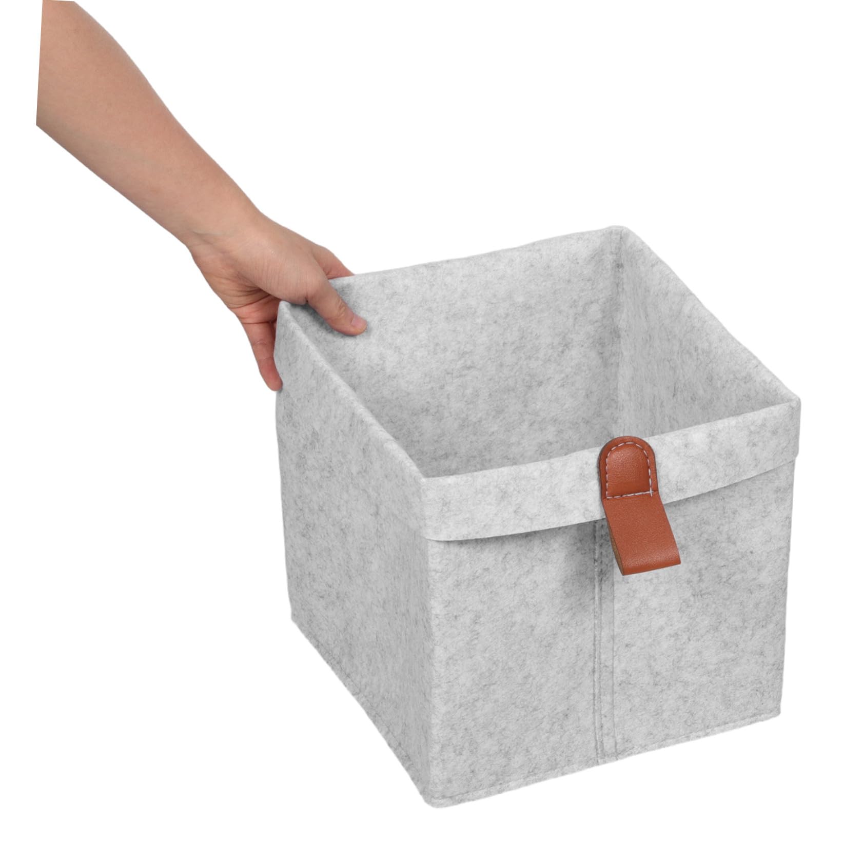 Levemolo 6 Stück Faltbare Filz aufbewahrungsboxen mit Griff Platzsparende Würfelkörbe für Schrank Büro Kinderzimmer Organizer für Kleidung Bücher Regale Hellgrau