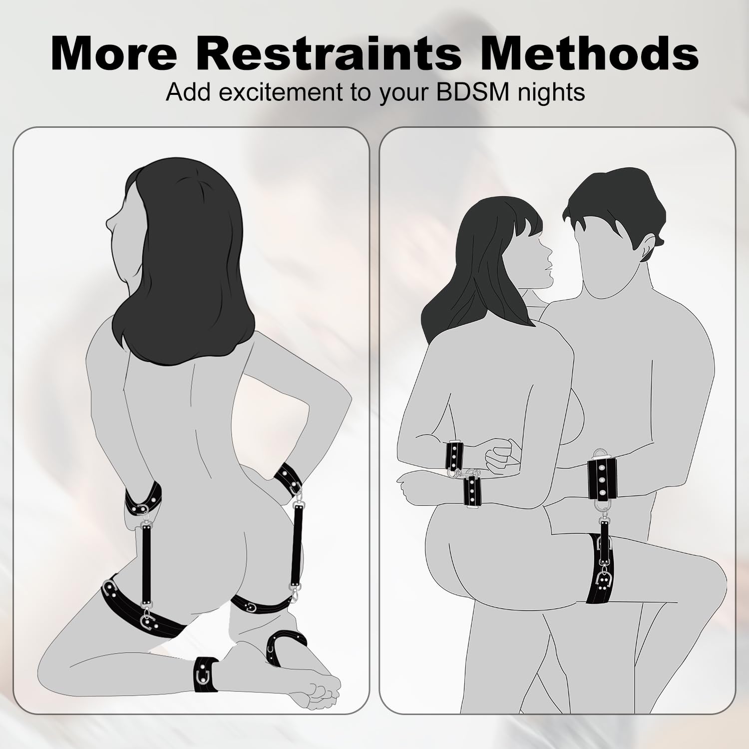 Sex Toys BDSM Bondage Restraints - 4 Pcs Restraints BDSM Kit with Handcuffs Ankle Cuffs Thigh Cuffs Cross Strap,Sex Things for Couples Kinky Adult Toys for Couples Sex Games