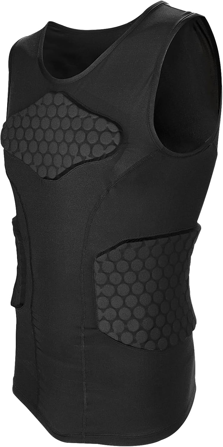 Linkidea Youth Soccer Impact Vest, Padded Protective Sleeveless Chest Vest for Contact Sports, Soccer Goalie Vest with Torso & Rib Protection, Lightweight, Non-Restrictive, Ages 8-12, Black