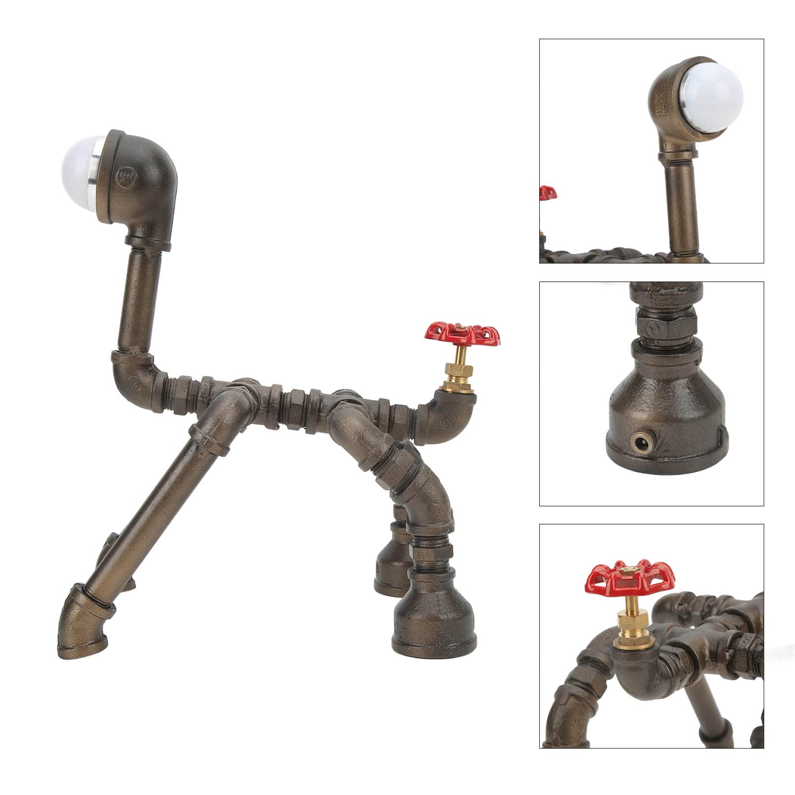 FTVOGUE Lampada Steampunk Lampada da Tavolo Industriale a Tubo da Tavolo