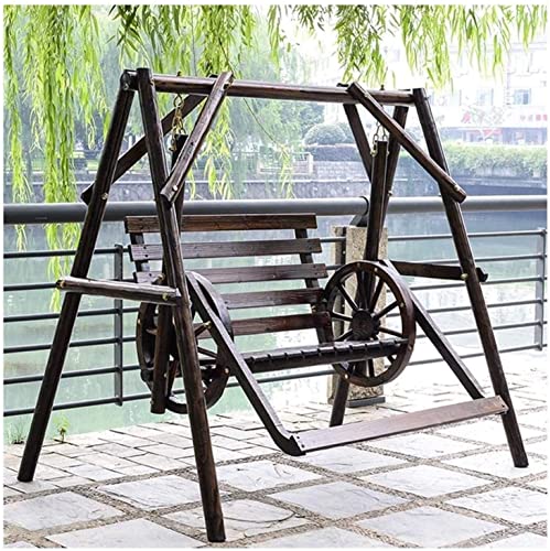 KYTGFH Patio Swing Porch Hang Club Bench Chair,Garden Swing Chair Outside Furniture Outdoor Swing Chair,All Solid Wood Waterproof and Anti-Corrosion Double Terrace Rocking Chair