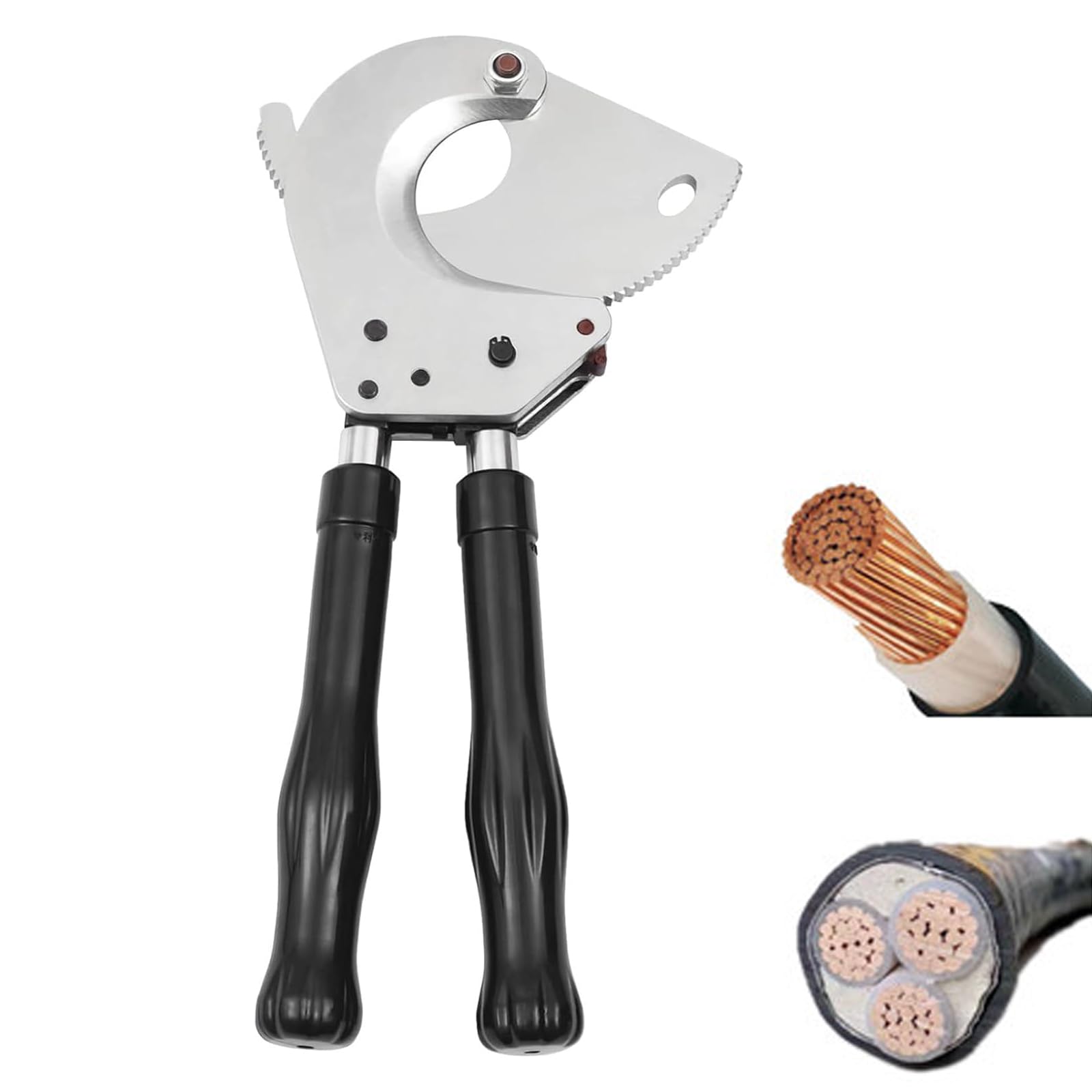 Robuster Kabelschneider mit Ratsche, 75 mm Kapazität, Drahtschneider mit Teleskopgriffen, geschmiedetes Stahl-Schneidwerkzeug für Kupfer-/Aluminiumkabel