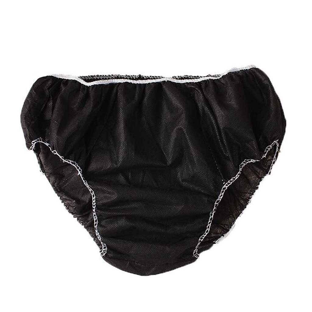 ZAYZ 100 Pack Disposable Underwear Non-Woven Opaque Panties for Travel Spa, Individually Pack (Color : Black, Size : One size)