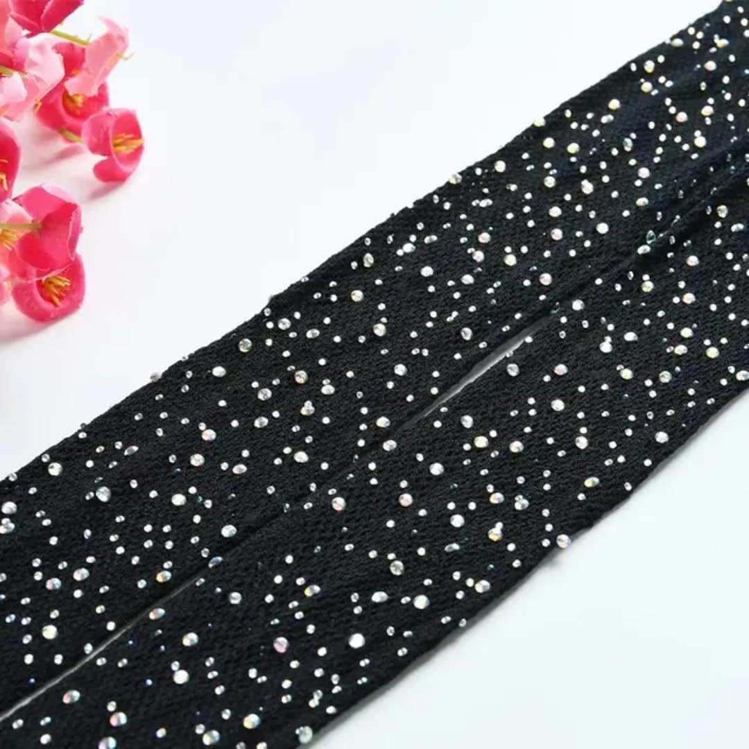 mistrend Women's (Girls) Sparkle Rhinestone Fishnets, Sexy Sparkly Glitter Party Concert Outfit Fishnet Stockings (Black) - Image 5 thumbnail