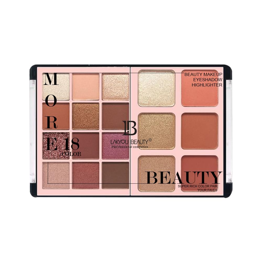 Lakyou Beauty More 18Color | 3in1 Makeup Kit | Eyeshadow | Blusher | Highlighter | 56g (02(Multicolor))