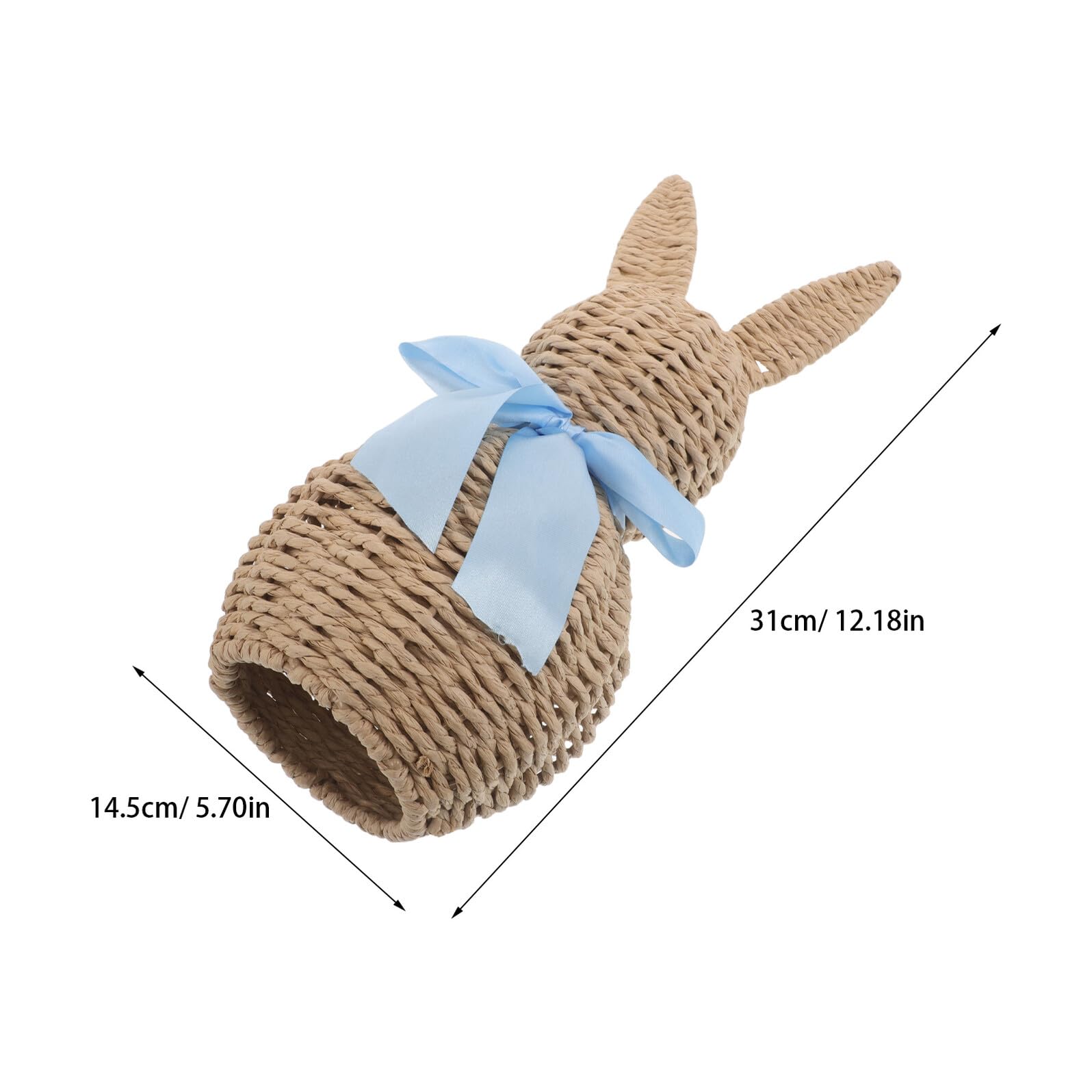 Gatuida Statua di Coniglio Pasquale Intrecciato a Mano in Rattan Artificiale Blu, Decorazione Primaverile Leggera e Resistente, Centrotavola Rustico per Feste di Pasqua e Arredo Casa