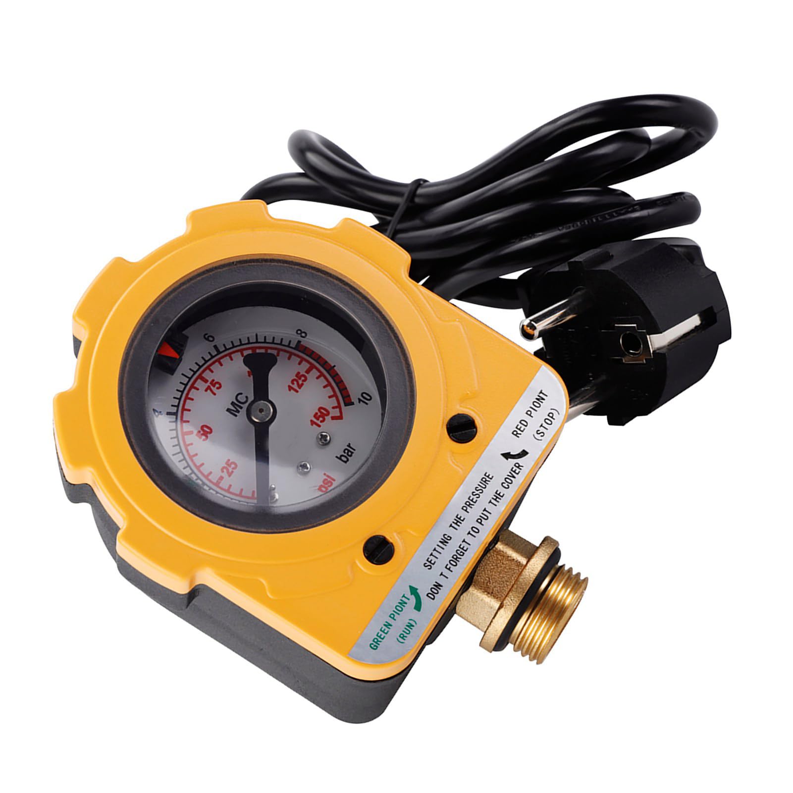 Pressostat de Pompe à Eau, Régulateur de Pression Automatique 0~10 Bar 220 V, Interrupteur de Commande de Pompe à Eau, Régulateur de Pression D'eau Réglable, pour Pompes