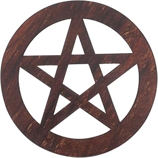 TOPBATHY Pentacle Bois Pour Rituel Wicca DéCoration Table 4.7 Pouces Ornement ÉToile Protection SorcièRe Accessoire Rangement