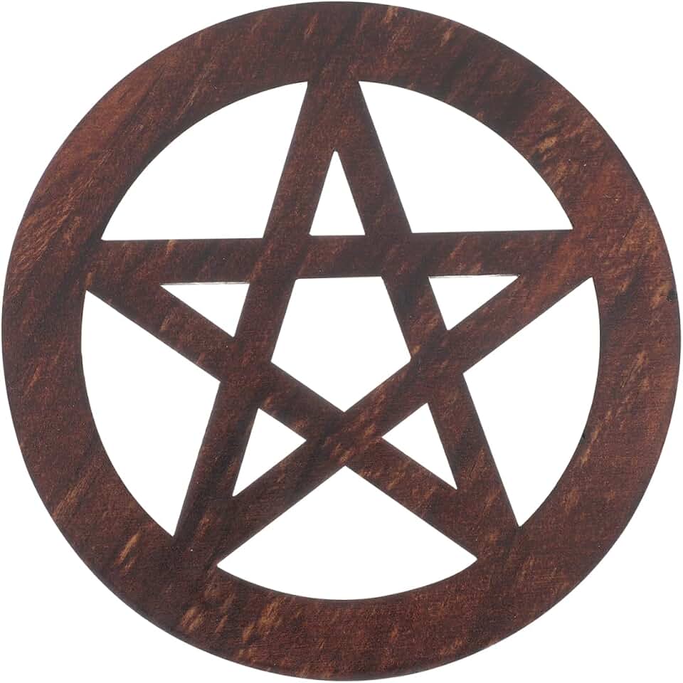 VOSAREA Wooden Pentagram Wall Sign Pentacle Altar Tile Yoga Decoration