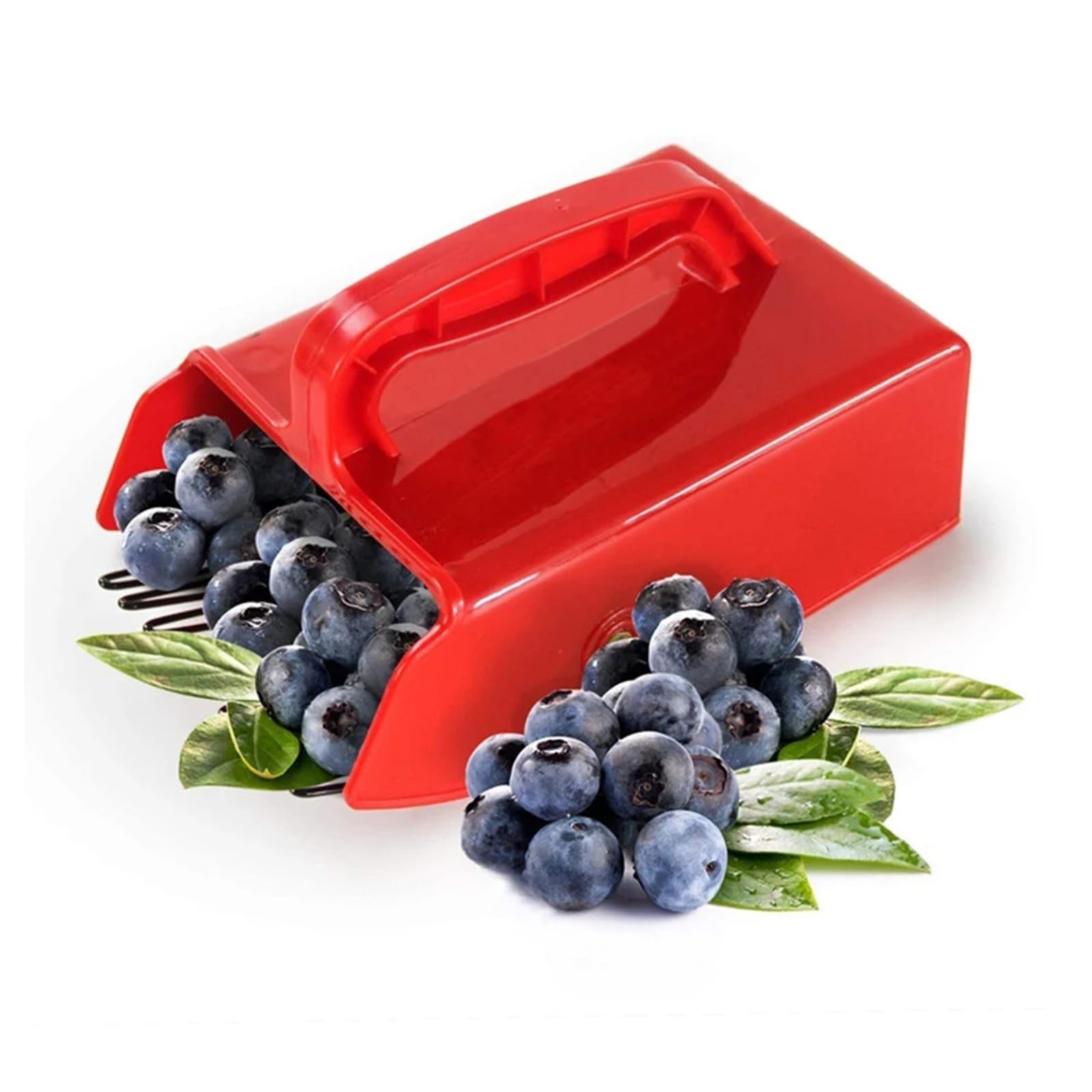 Beerenpflücker mit Metallkamm, tragbare Rechenschaufel for Blaubeeren und Himbeeren(Red)