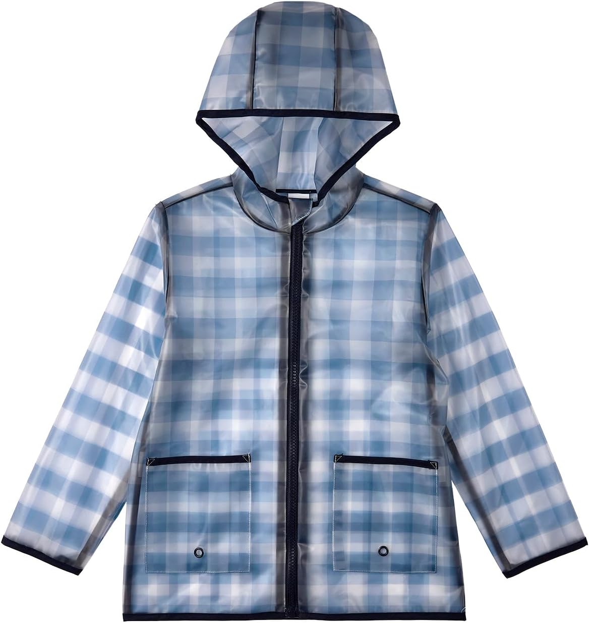 MeMoi Kids Checkmate Checkered Raincoat with Self-Storage Pouch