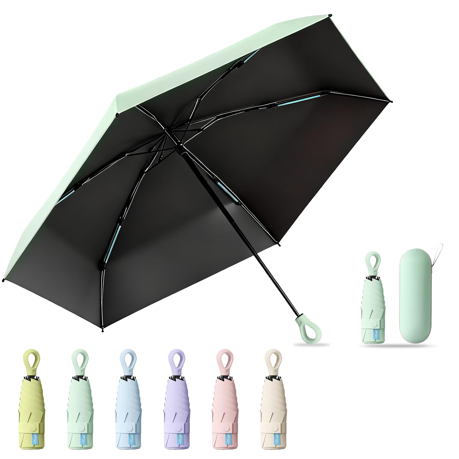 Parasol, Folding Umbrella, UV Protection, 100% Light Shielding (Double Rib Construction & 12 Rib Strength), Ultra Lightweight, Compact, UV Protection, Windproof & Water Repellent, For Both Sunny : Clo
