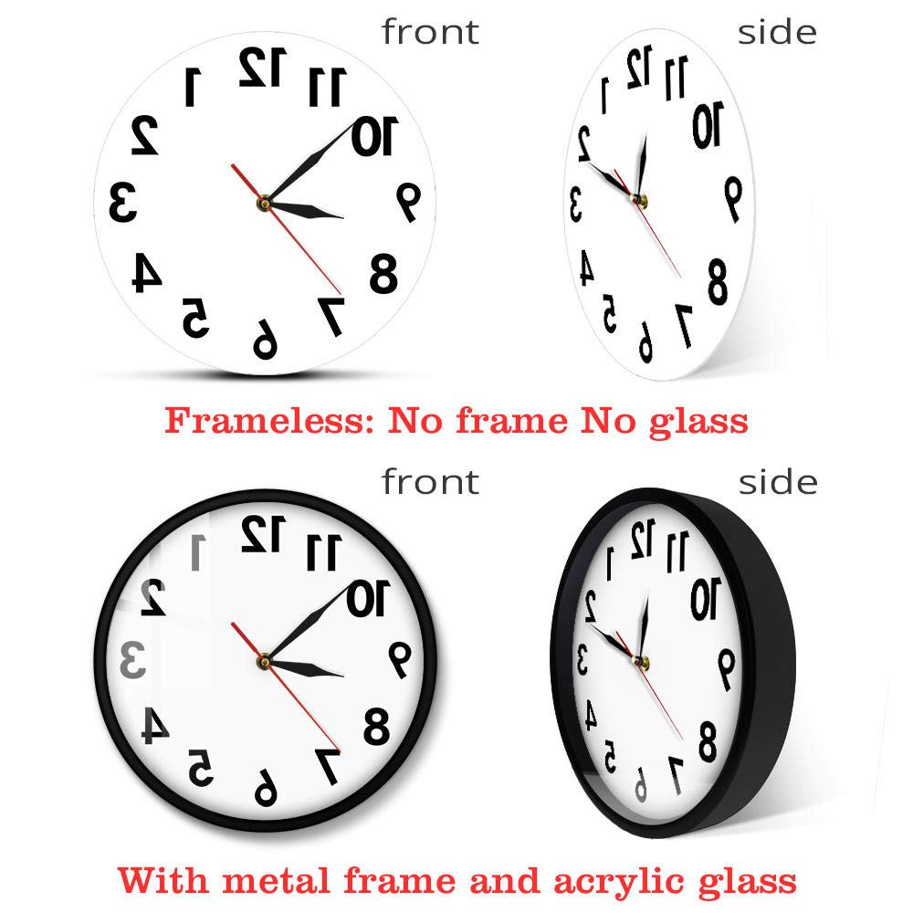 Reloj de Pared inverso Números inusuales Reloj Decorativo Moderno al revés Reloj excelente Reloj para su Pared (Marco de Metal)