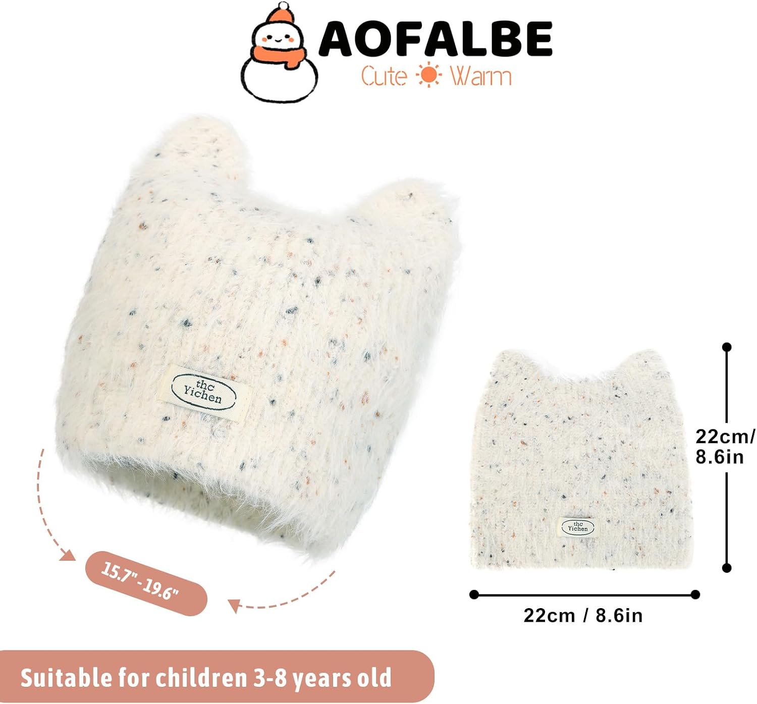 Kids Winter Hat for Girls, Toddler Cat Ears Knit Beanie, Cute Cap for Children Infant Outdoor