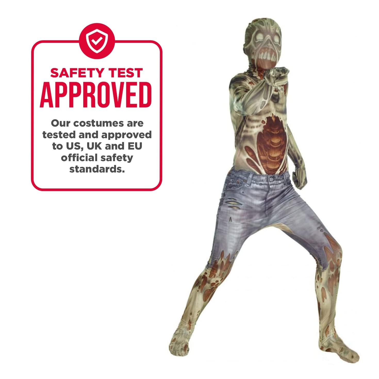 Morphsuits Kombinezon Zombie Potwora dla Dzieci - Brązowy Halloweenowy Strój Żywego Trupa, Rozmiar L