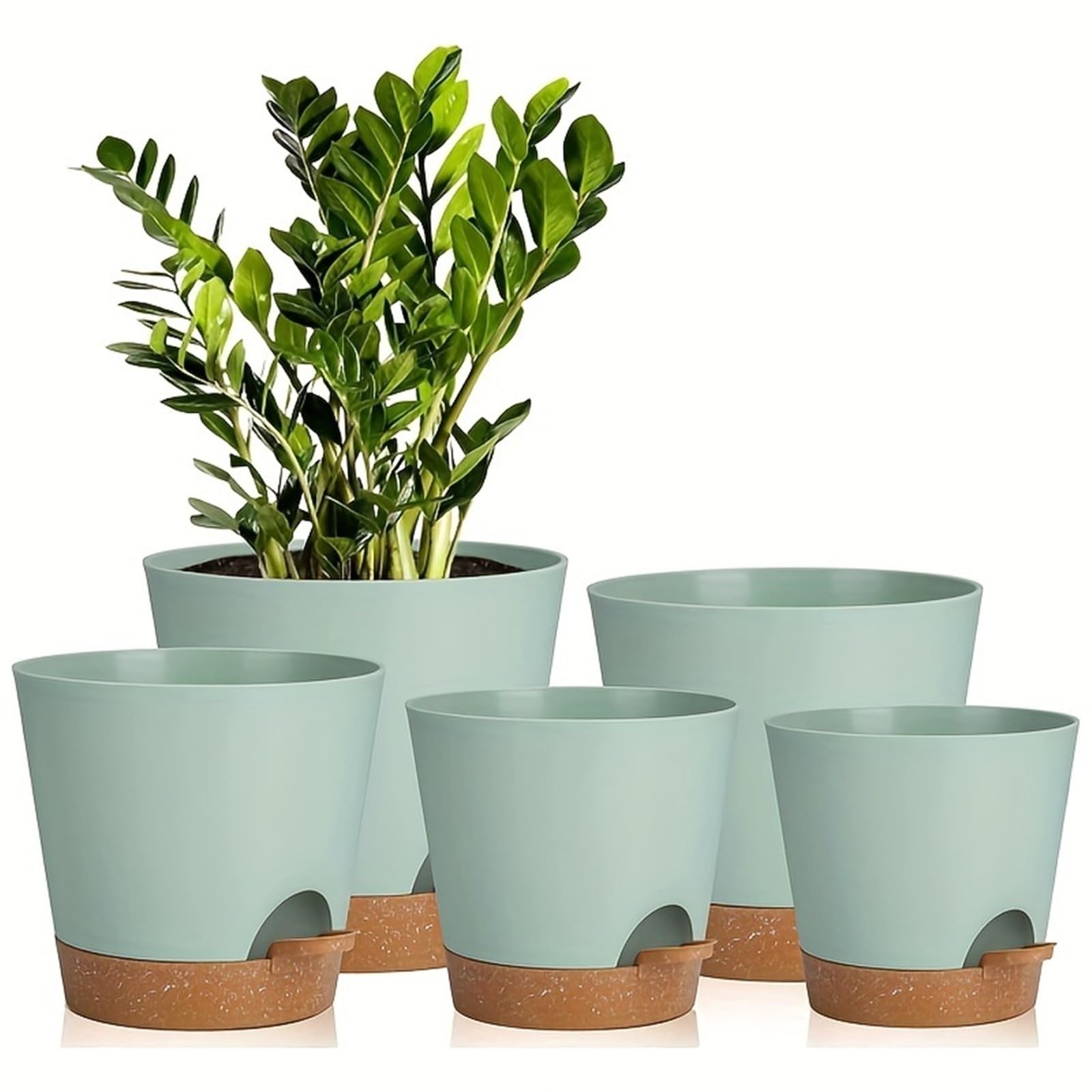 Pot de Fleur Jardinières à arrosage Automatique avec Trou de Drainage, Pot Plantation pépinière en Plastique 7/6, 5/6/5, 5/5 Pouces, 5 pièces(S-5PCS)