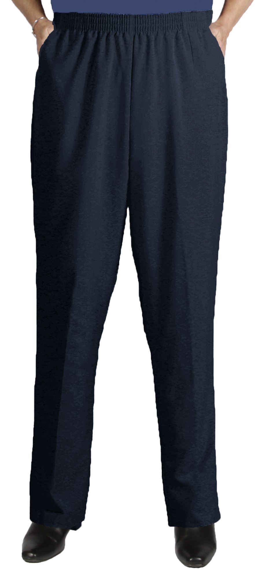 Viviana Womens Plus Size Elastic Waist Pull-On Shaped Fit Dress Pants with Pockets - Navy - 34WP