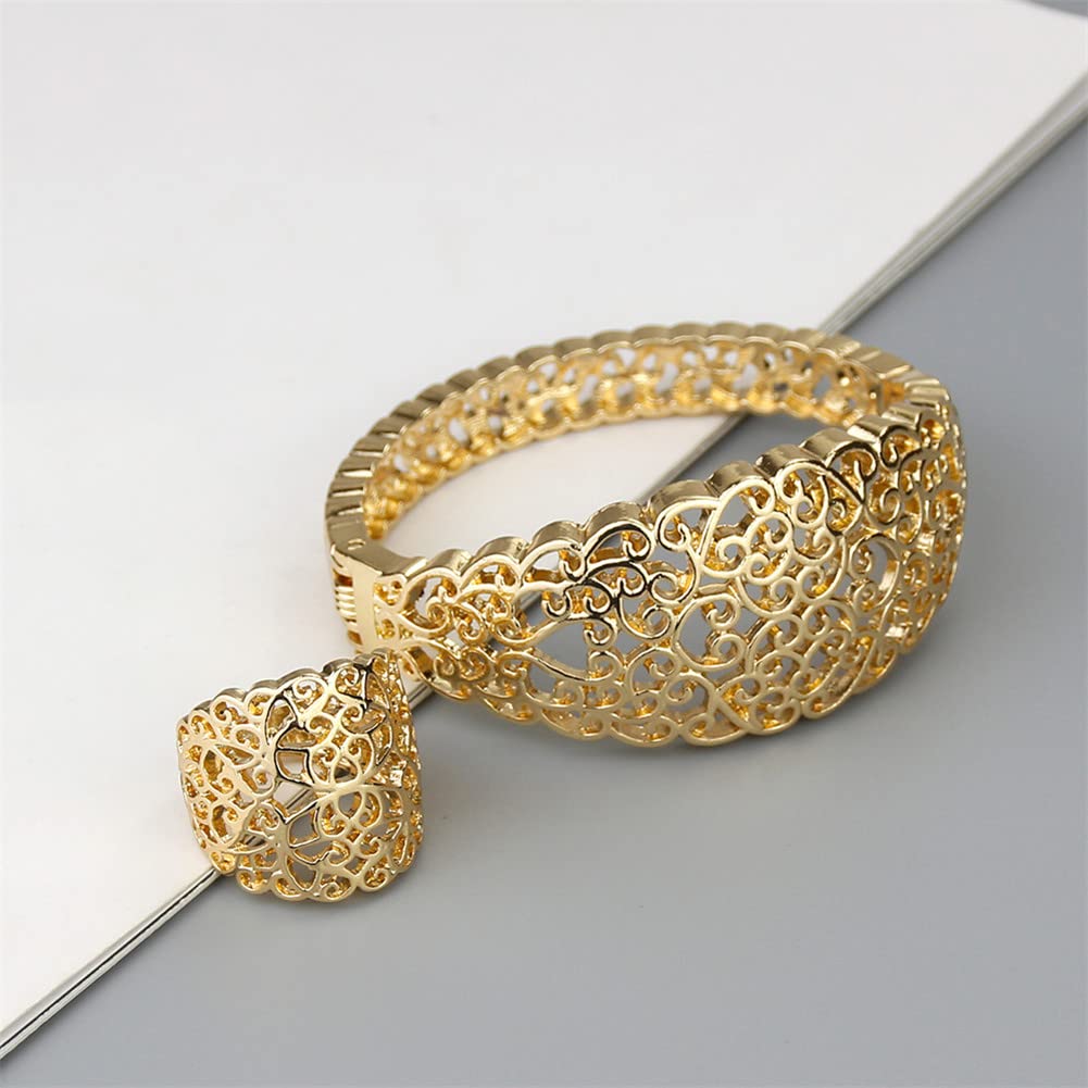 Amazon.com: Gold Color Arabic Hollow Bangle Ring For Women