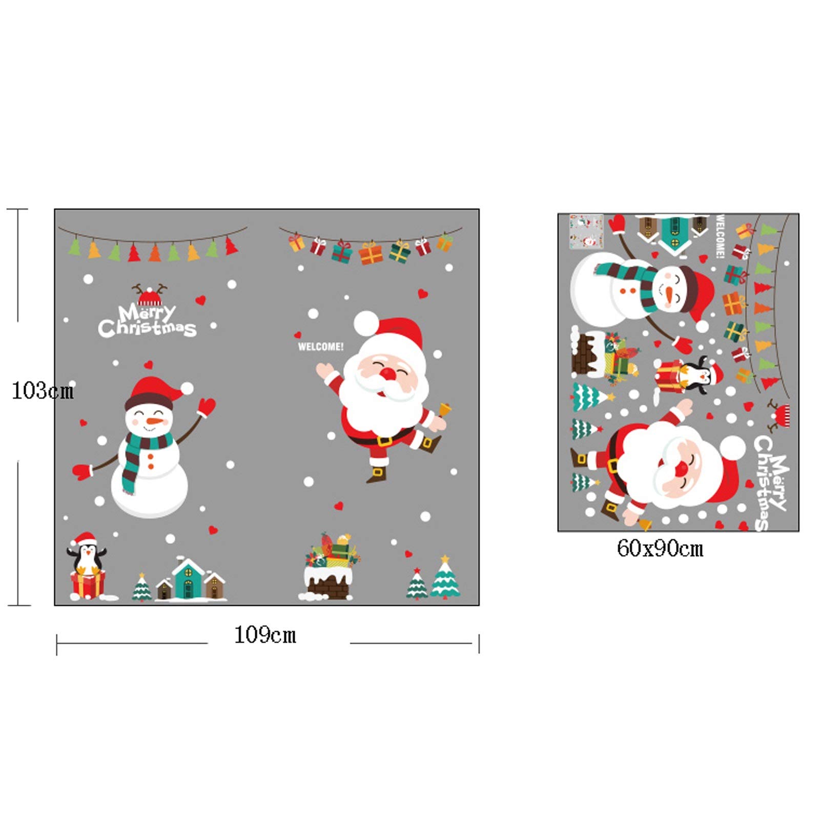 Joyeux Noël Fenêtre S'accroche À des Décorations,Joyeux Noël Autocollants De Fenêtre pour Les Décorations De La Saint-Valentin avec des Décalcomanies Amovibles pour Fenêtre pour La Maison