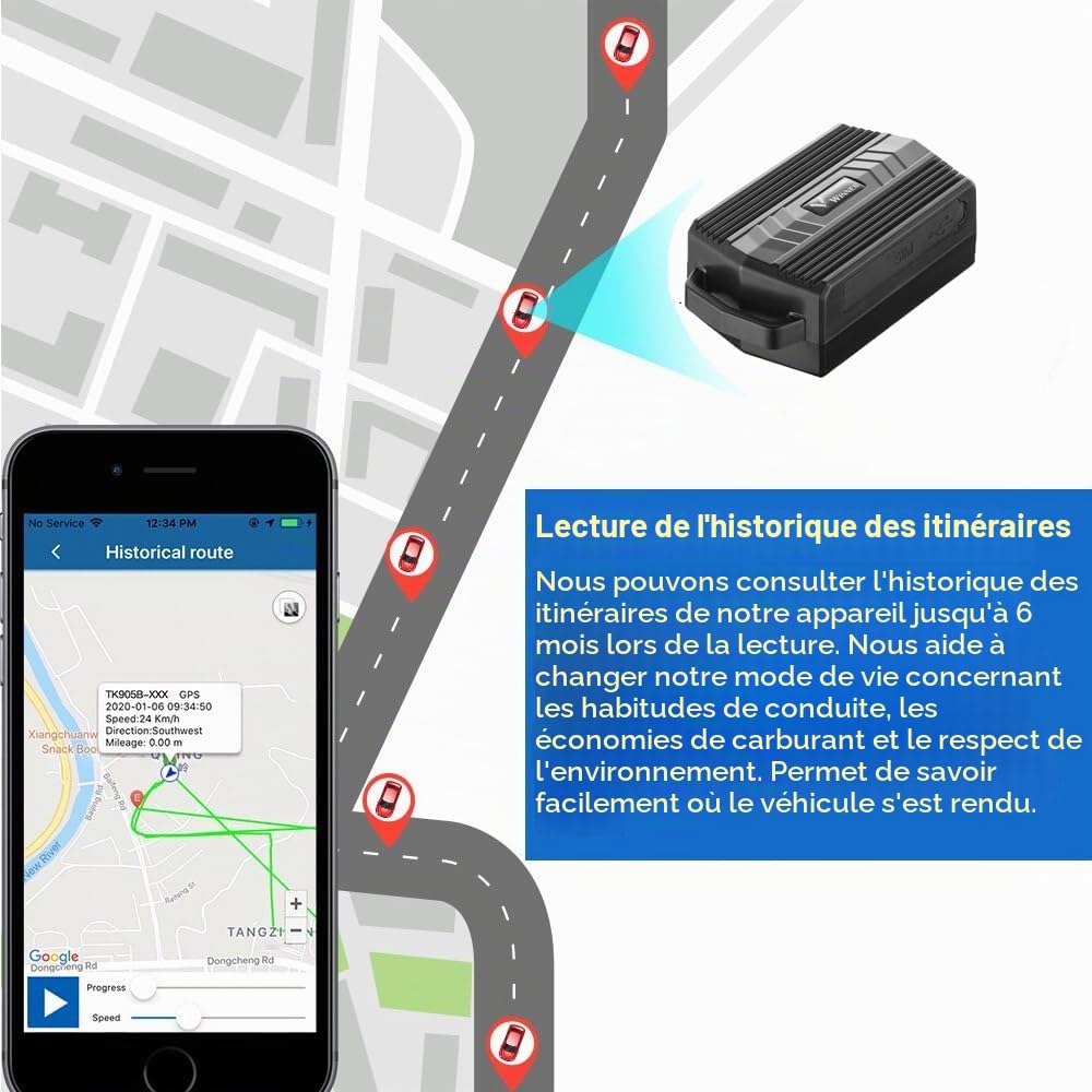 TKMARS Traceur GPS Voiture Aimanté Puissant Suivi Anti-vol en Temps réel 3 Mois en Veille Tracker GPS pour Voitures Velo Véhicules Moto Camping Car Camion Localisateur TK935