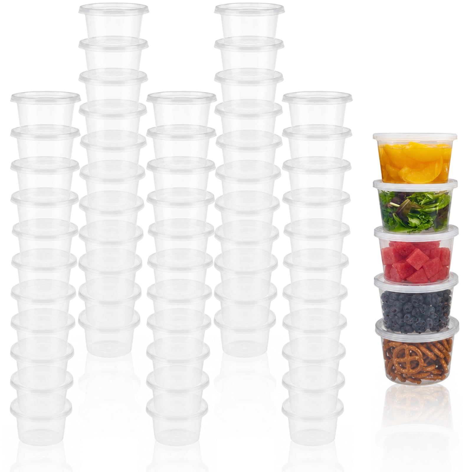 ZOTRAHG 150 Pack Small Containers with Lids for Storage Slime Containers Sauce Pots Plastic Leakproof Sauces Cups for Jars, Dips, Salads, Chutney, Restaurants, Takeaway, Catering (4oz/100ml)