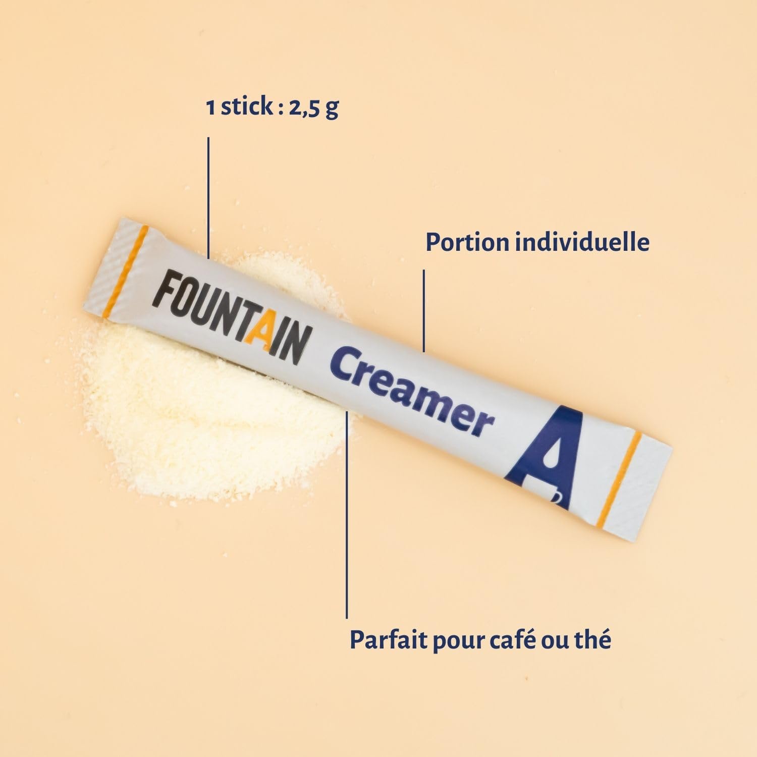 Fountain - Sachets de lait en poudre - En dosettes individuelles de 2,5 gr dans une boite distributrice - pour tasse de café ou de thé - 2,5 gr x 600 sachets