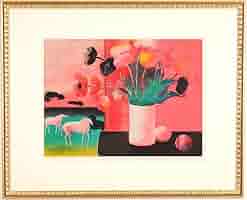 花瓶の花 版画 金色フレーム　リトグラフ gallery-uchida_p1-2310-411-n