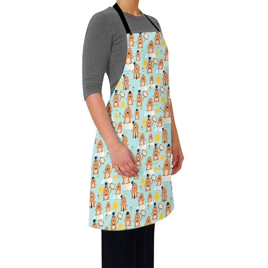 Amazon｜エプロン 防水 マーモット柄 (1) 前掛け 防油 防汚 食事