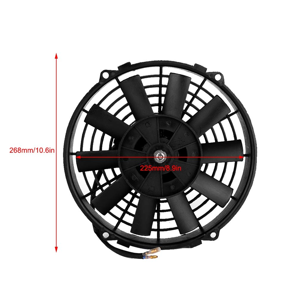 Kühlgebläse Kühler, Fydun 12V 80W 9inch Elektrolüfter Motorlüfter Kühlerlüfter Lüfter Universal Auto Curved Blade Klimaanlage Kondensator Elektrischer Lüfter