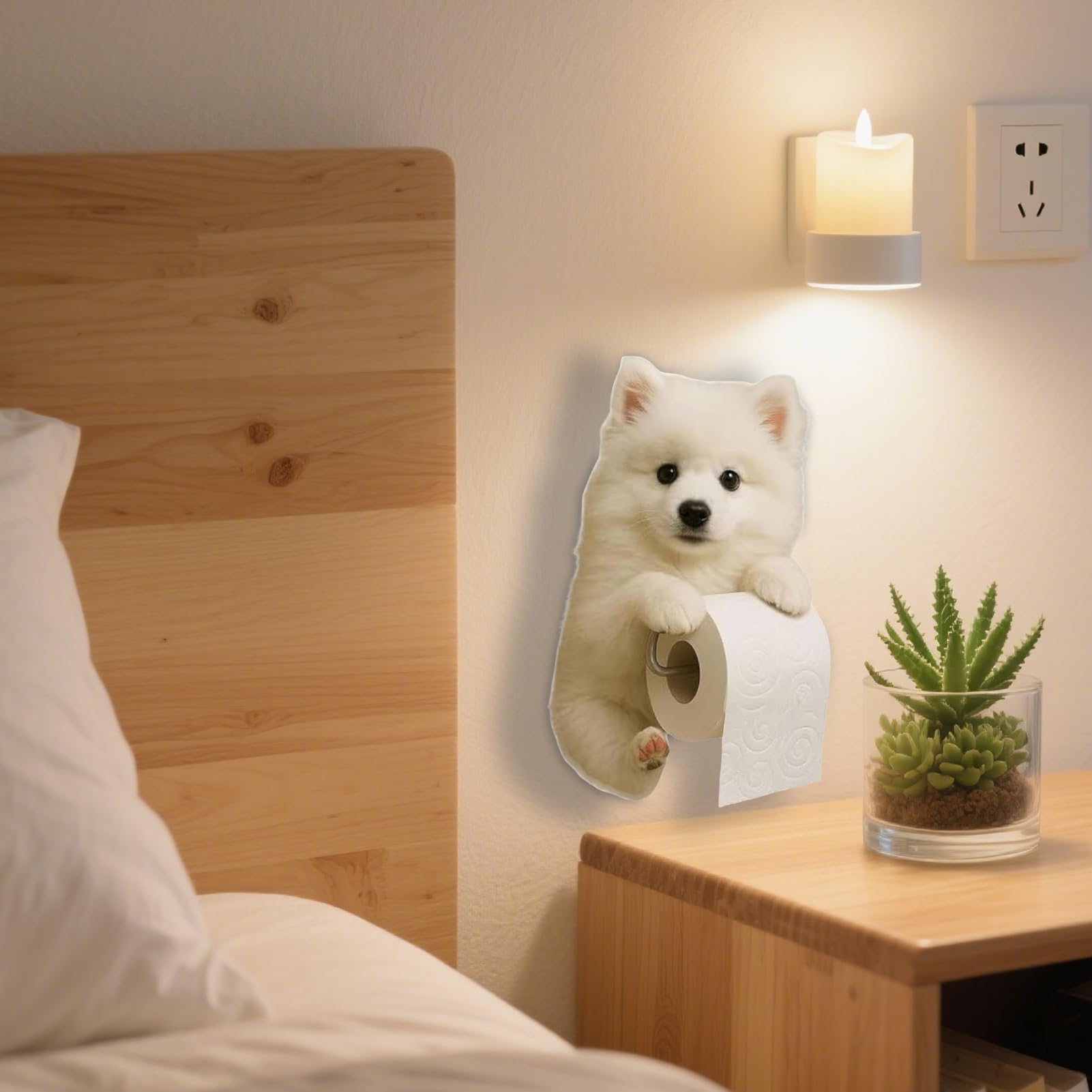 Portarrollos De Papel con Perro Estante De Pared Almacenamiento Y