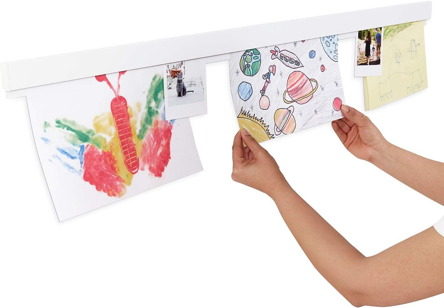 ScribbleInfo Rail. Aluminium display rail, 1 meter long. Perfect for home or at school where multiple rails can be connected together. (White)