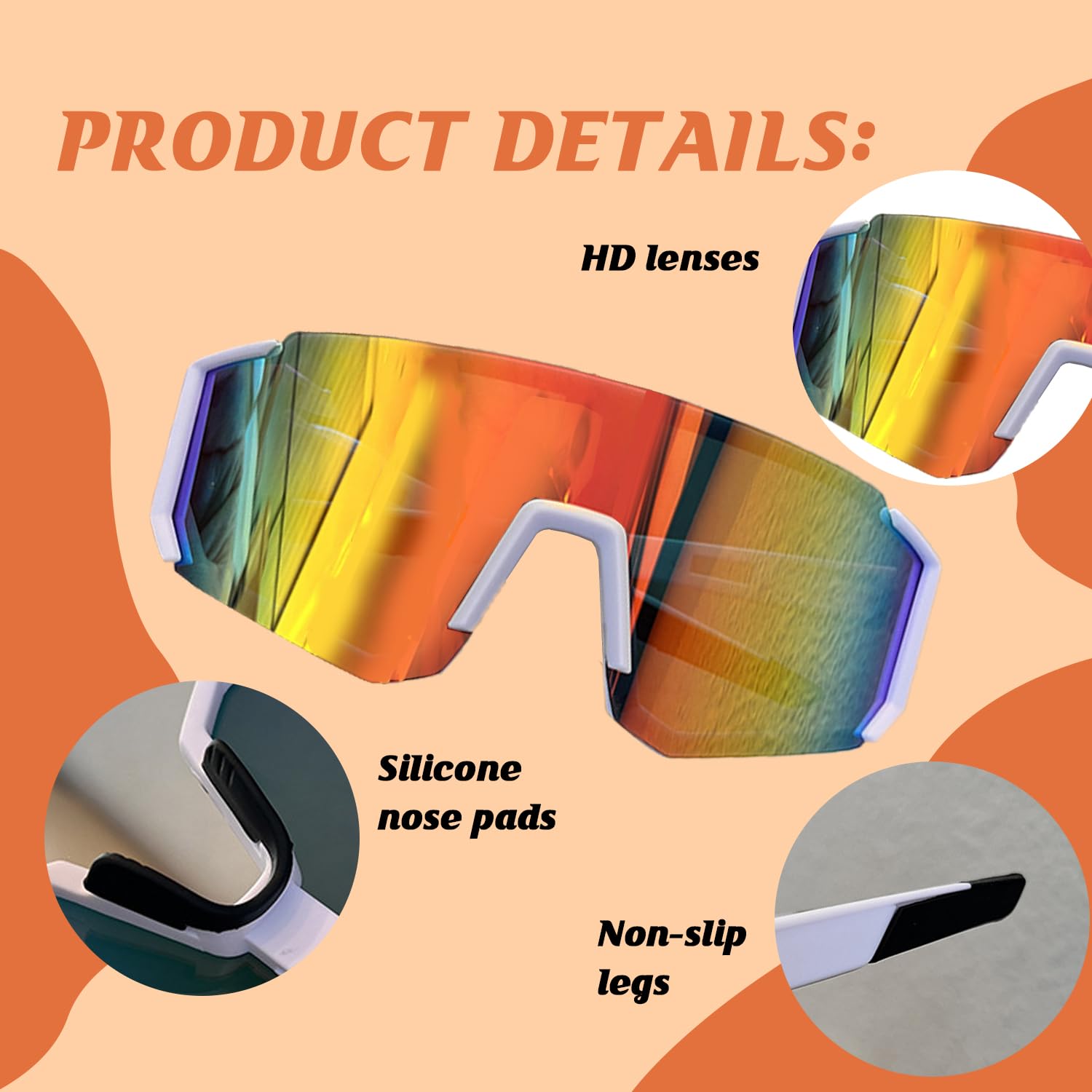 Lunette de Cyclisme Polarisées Lunettes de Soleil Polarisées Homme et Femme Protection UV400 Anti-Vent Lunette de Soleil pour Outdoor pour Activités de Plein Air Comme le Cyclisme