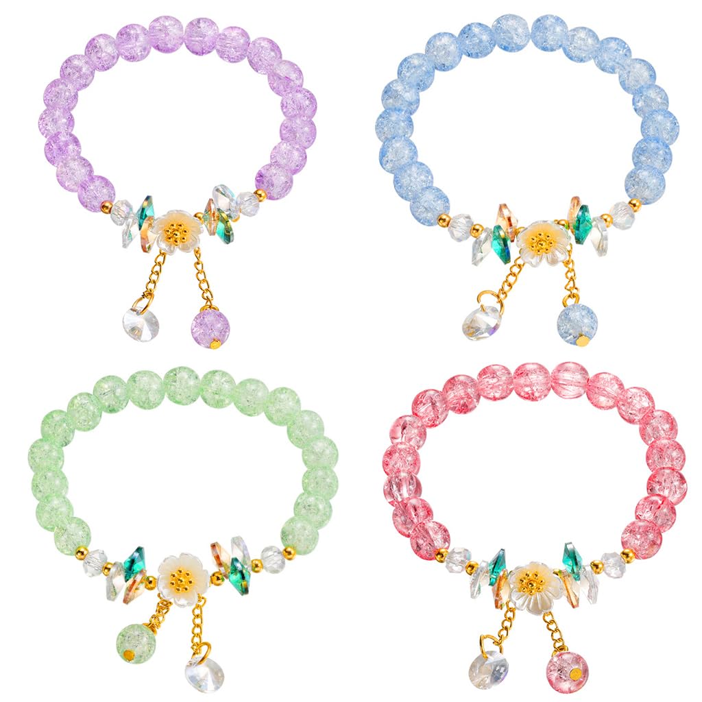 SANNIDHI® 4pcs Crystal Beads Bracelet for Girls, Floral Charm Friendship Bracelet BFF Bracelet for Girl Kids Gift Christmas Party Favors (B0CLS22C7M) Amazon Price History, Amazon Price Tracker