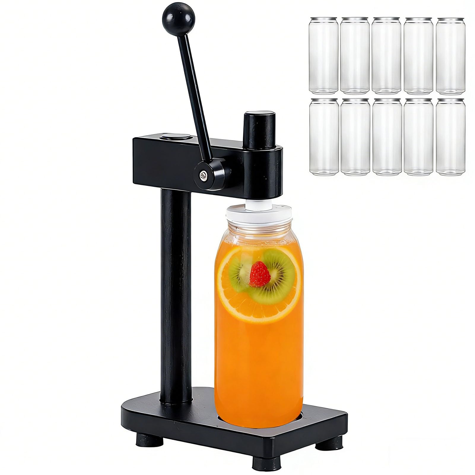 Vaso de plástico para sellado de latas, botellas de jugo de 500 ml con tapas de aluminio, lata de PET transparente, paquete de 49