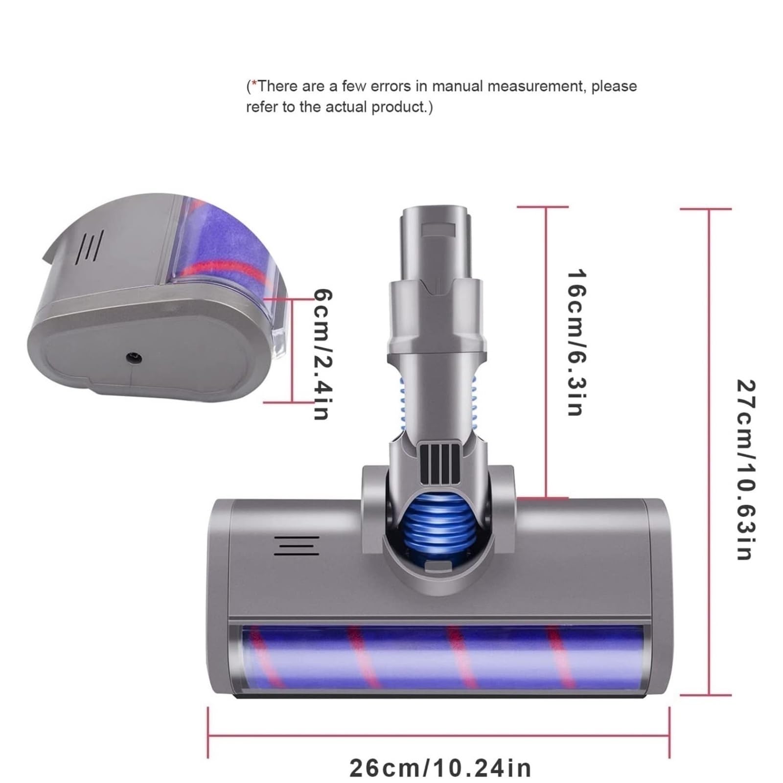 Herramienta motorizada for cabezal de cepillo de piso, compatible con Dyson, V6 DC58 DC59 DC61 DC62, accesorios for cepillo de piso con cabezal de rodillo barredor suave