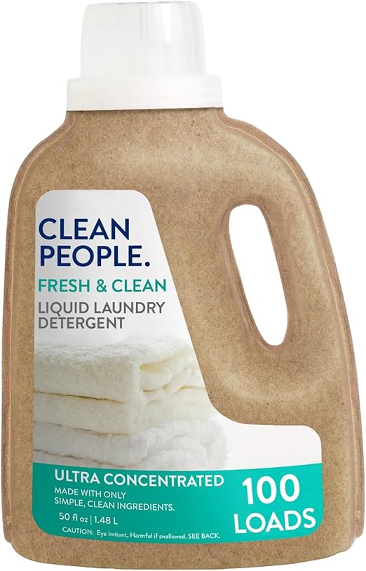 The Clean People Liquid Laundry Detergent - Recyclable Packaging, Stain Fighting - Ultra Concentrated, Laundry Soap - Fresh Scent, 50 fl oz